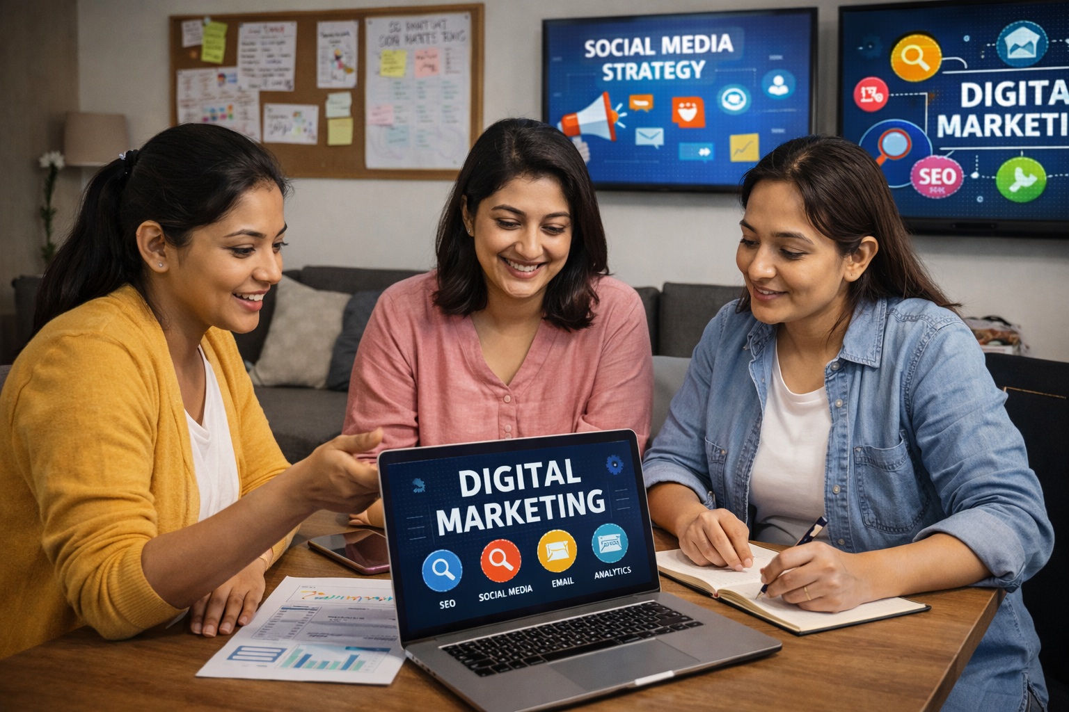 students learning digital marketing course – who can do digital marketing course